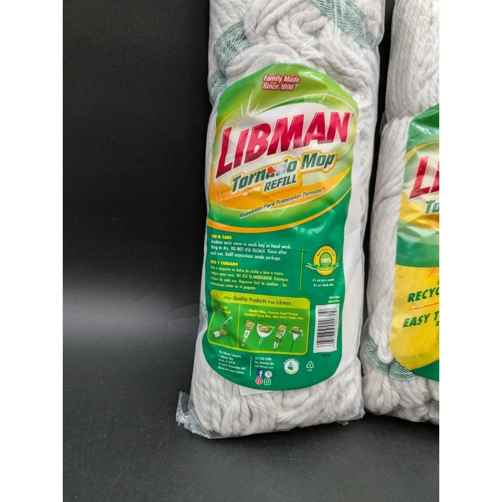 Libman Tornado Twist Mop Head Refill #0231 Cotton Heavy-Duty SEALED Lot of 2